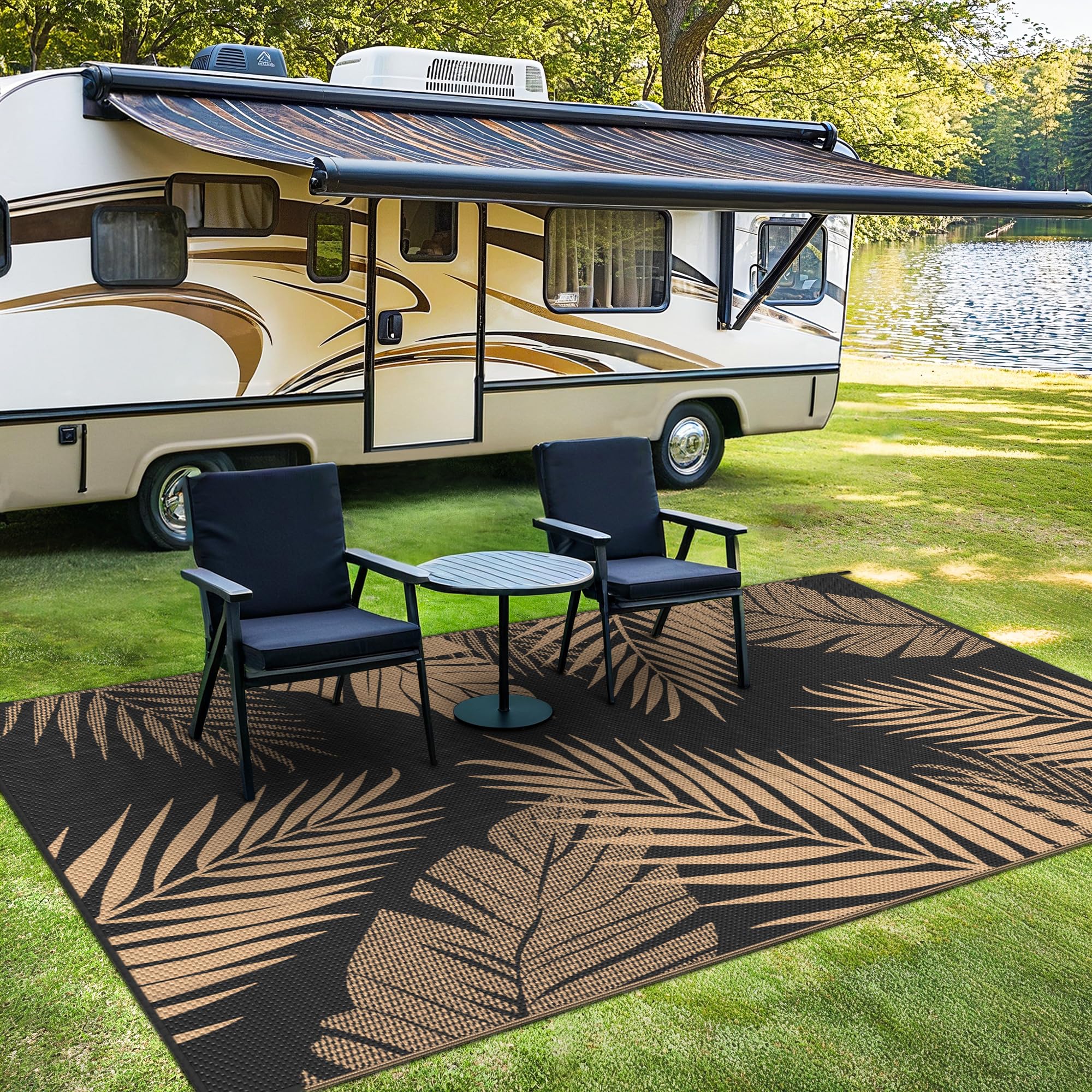 sarben alfombra en patio junto a muebles mostrando protección del suelo