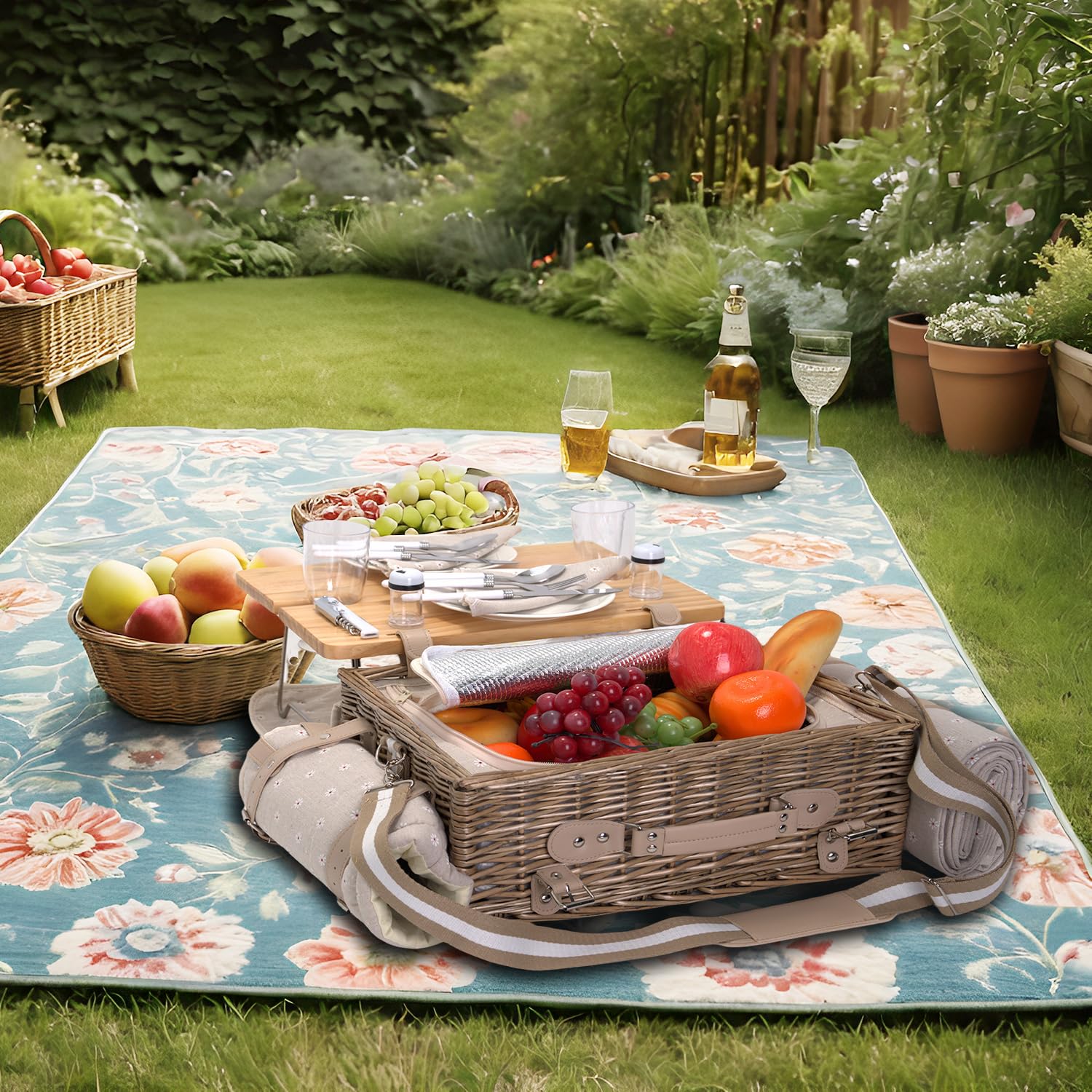 SatisInside pareja disfrutando picnic con set completo