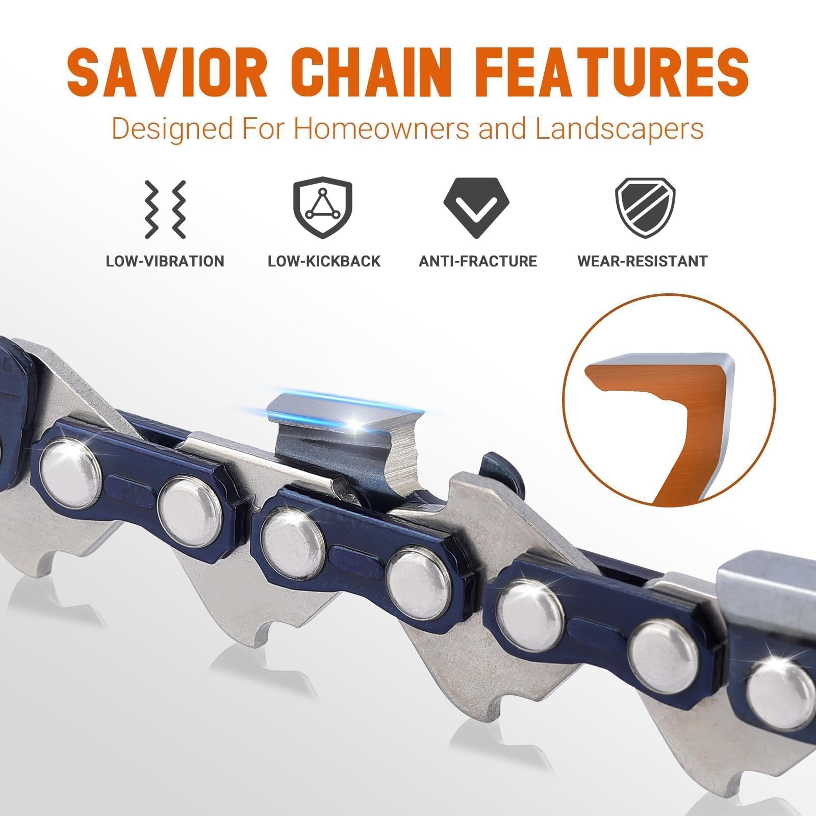 Savior cadena montada en barra ilustrando compatibilidad con modelos Stihl