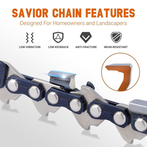 Savior cadena montada en barra ilustrando compatibilidad con modelos Stihl