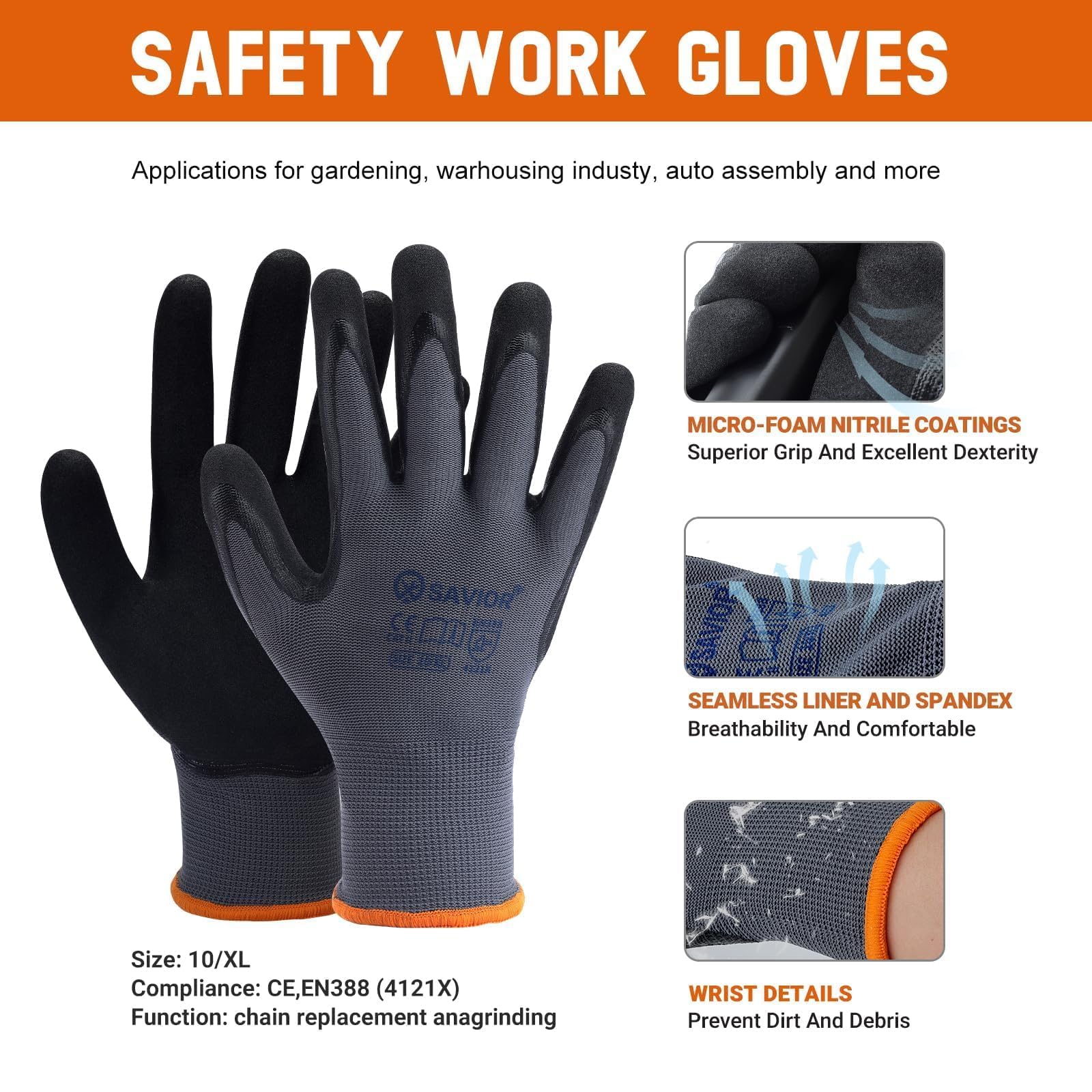 Savior guantes incluidos durante el montaje para manejo seguro