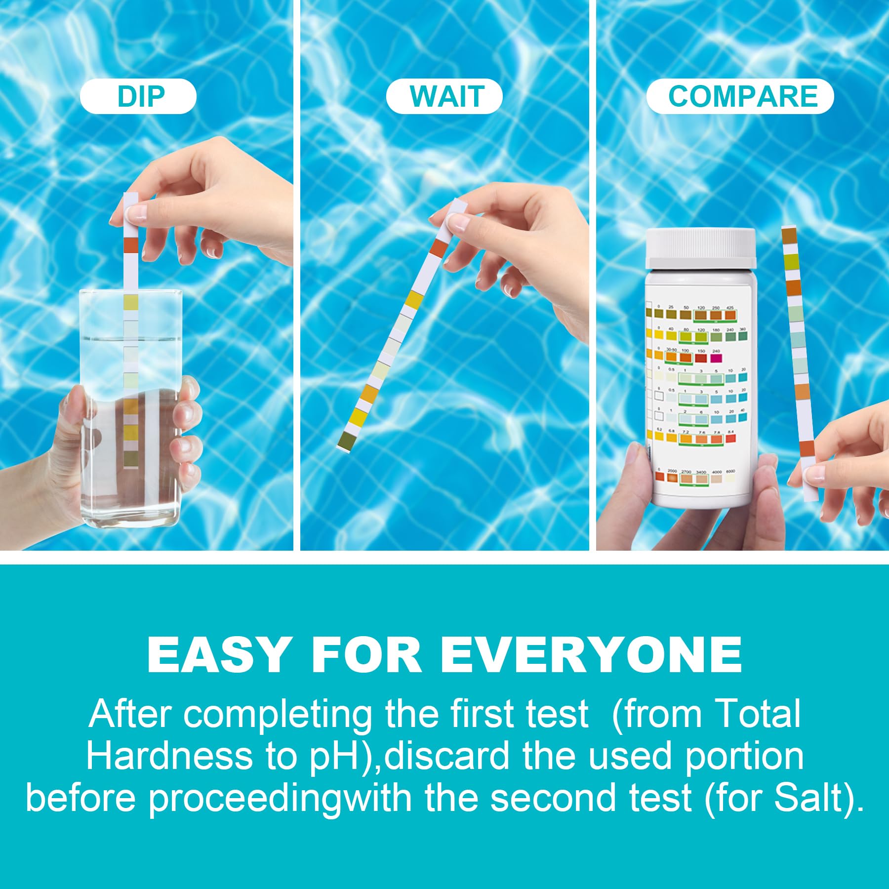 SaySummer tira sumergida en piscina, comprobación rápida del agua