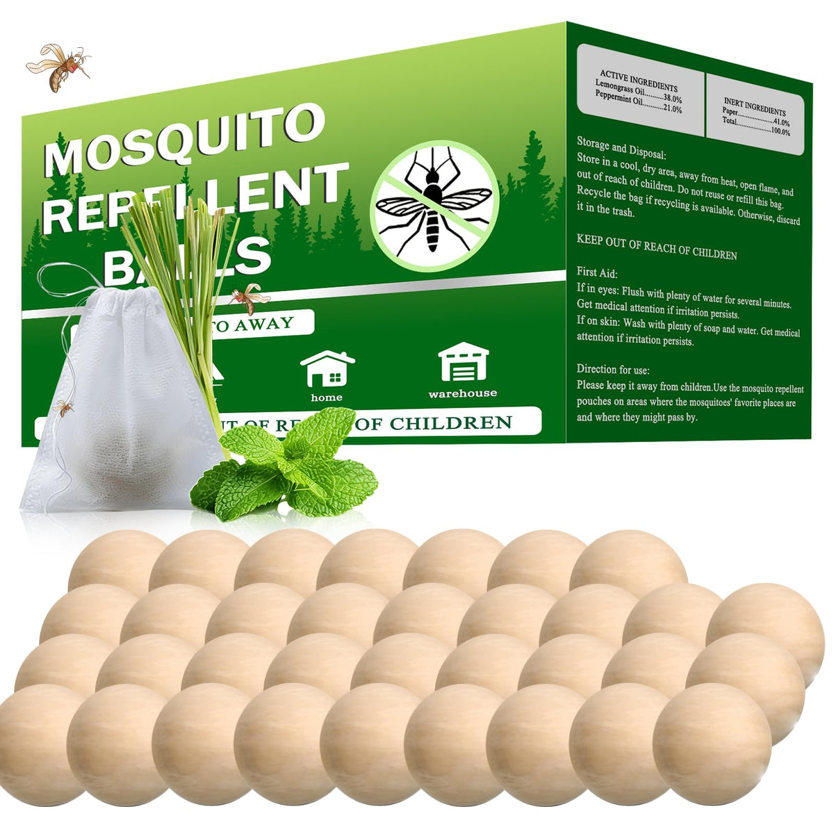 Scarilpest paquete frontal mostrando 34 bolas para protección localizada