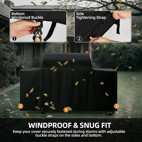 SCAUSY funda colocada en parrilla Traeger usada protege durante cocinado