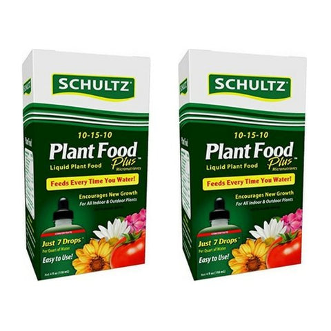 Schultz frasco frontal mostrando etiqueta y uso fácil, nutrición al regar