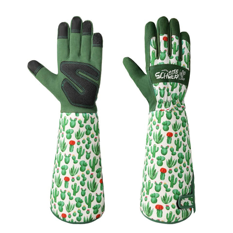 Schwer guantes frontal largo mostrando cobertura y diseño femenino