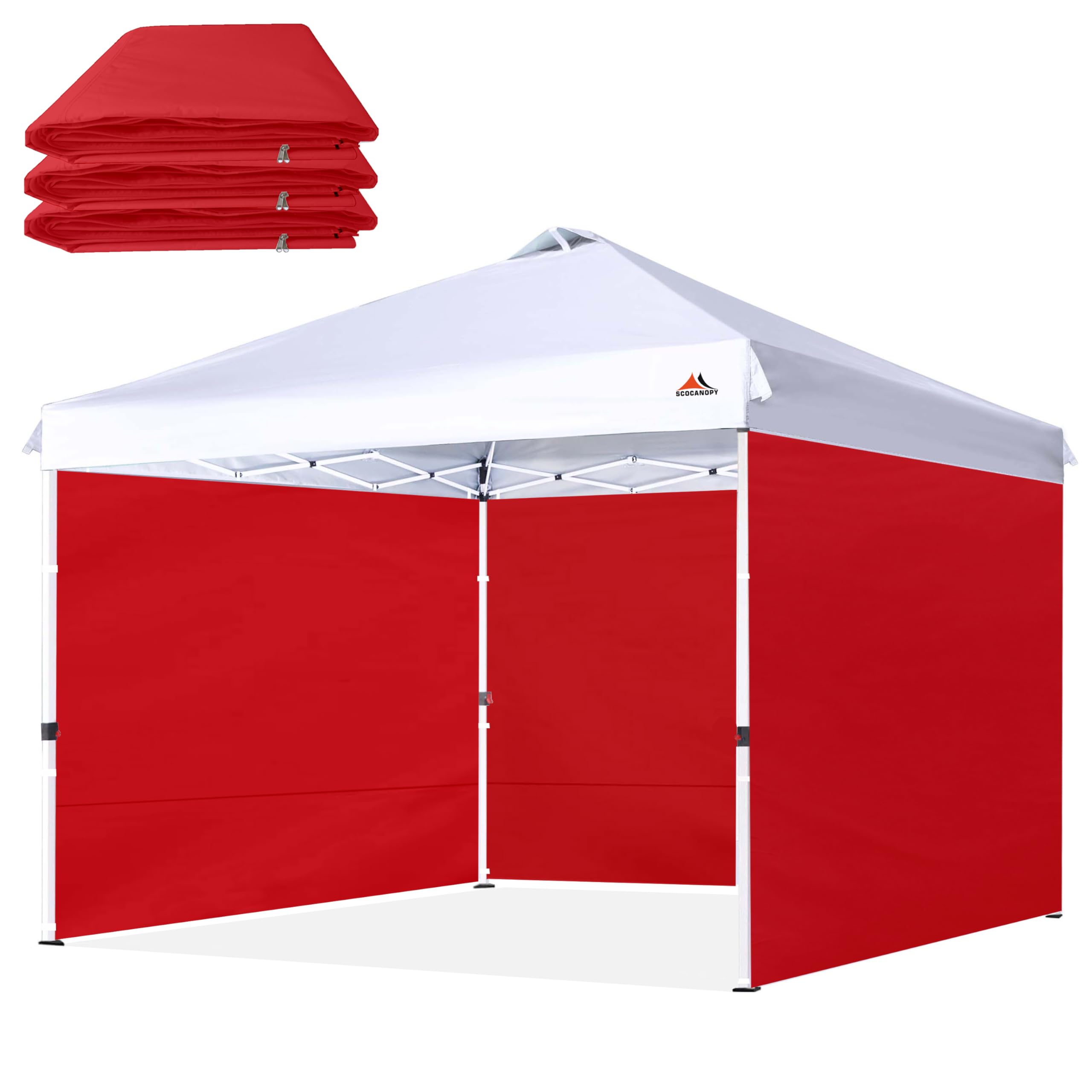 SCOCANOPY panel frontal rojo mostrando ajuste y protección impermeable