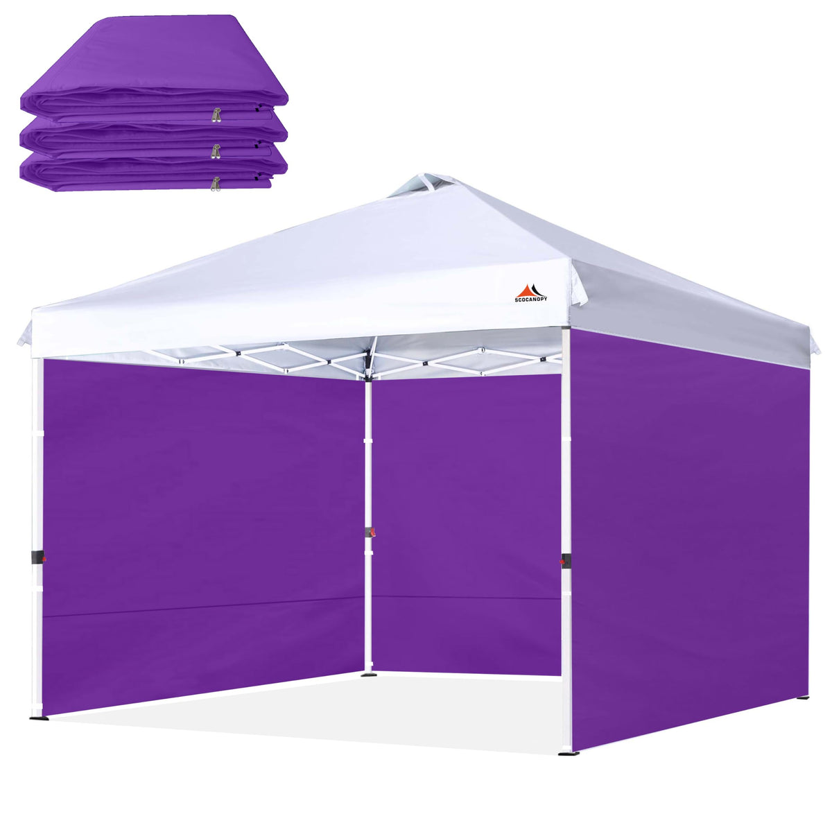 SCOCANOPY SunWall frontal mostrando color morado y cobertura para privacidad