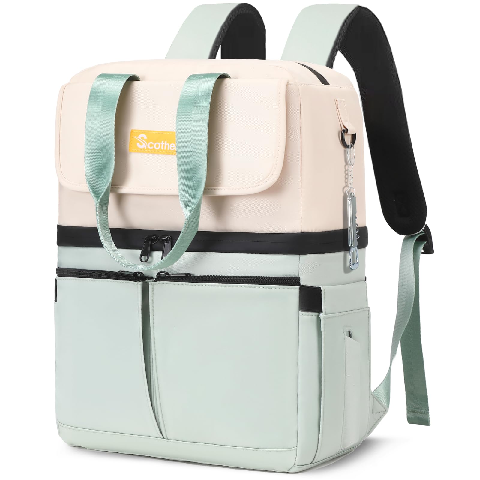 Scothen mochila frontal mostrando diseño elegante y capacidad