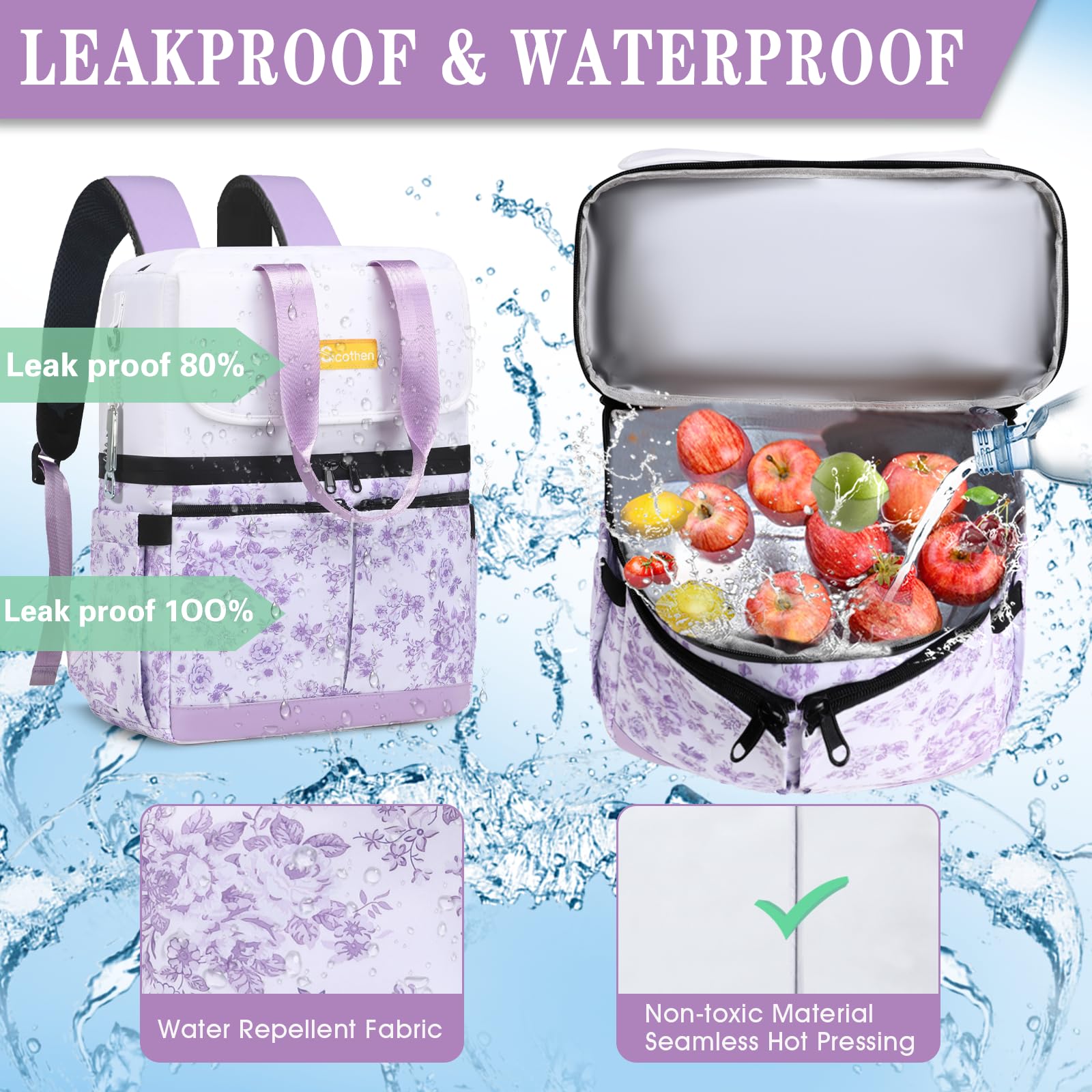 Scothen interior de doble compartimento con hielo y alimentos separado para frescura