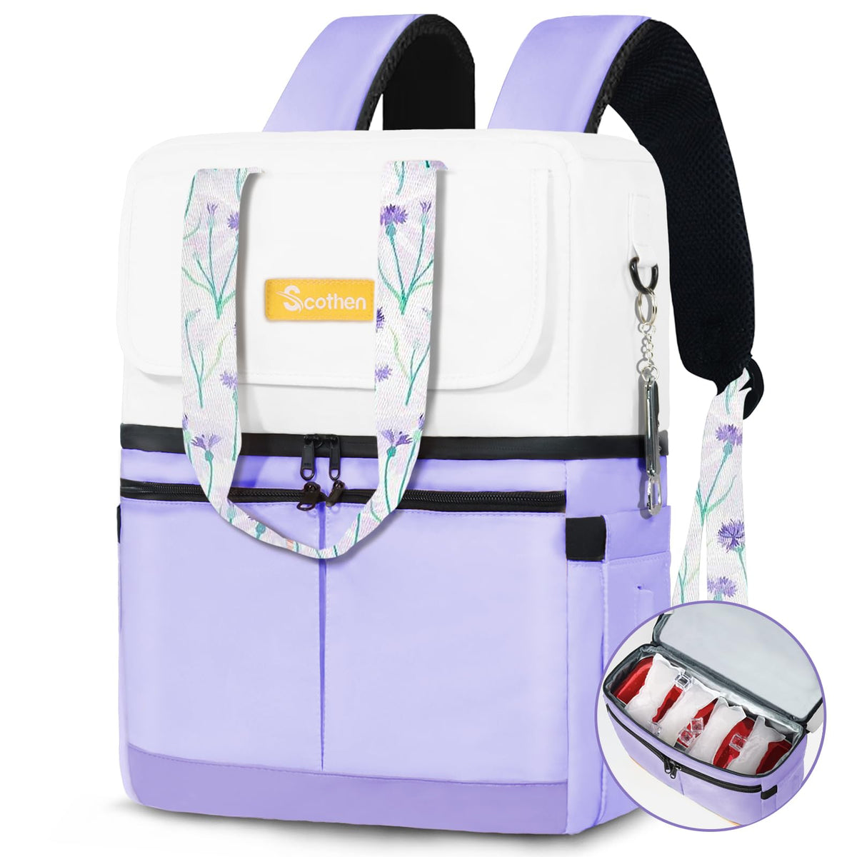 Scothen mochila nevera frontal mostrando diseño elegante y capacidad