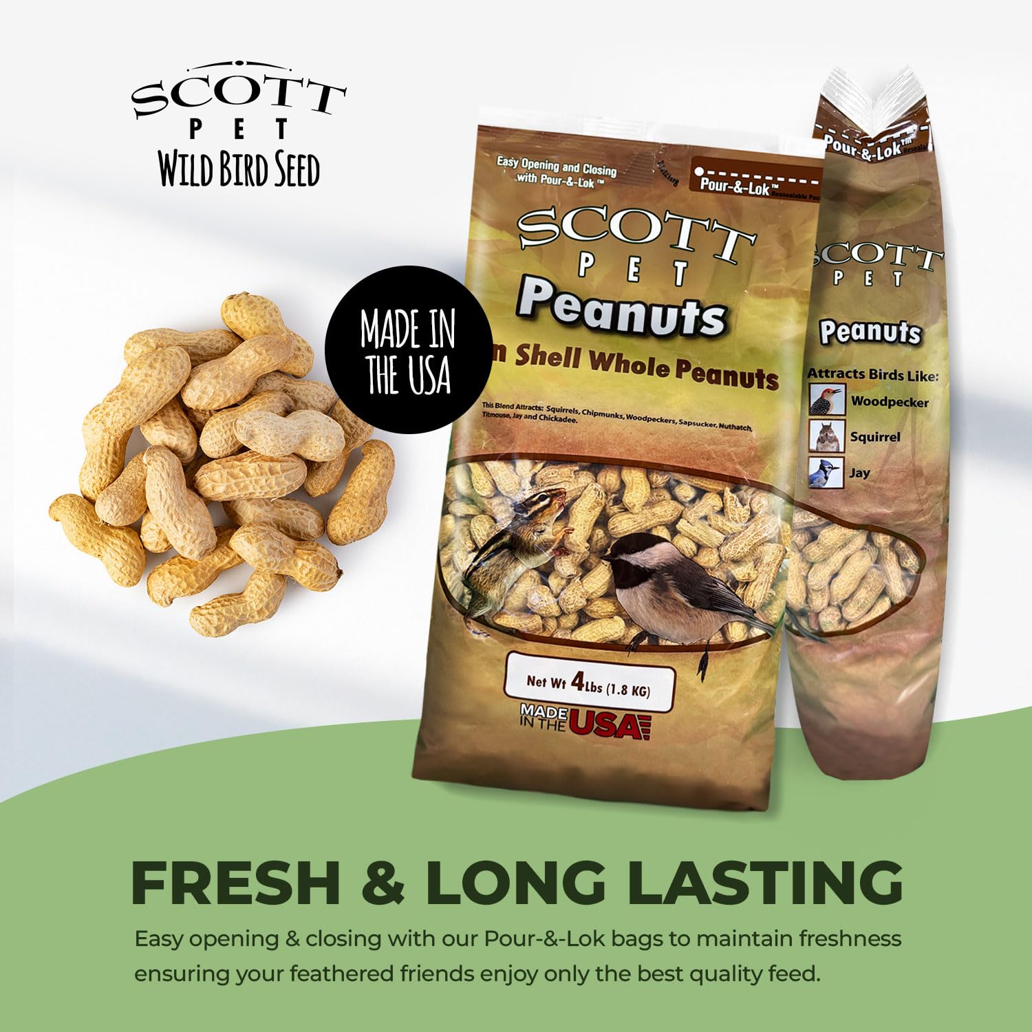 Scott Pet cacahuetes en comedero de plataforma atrayendo aves diversas