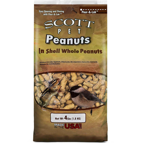 Scott Pet bolsa de cacahuetes enteros 4 lb mostrando el empaque y beneficio frescura