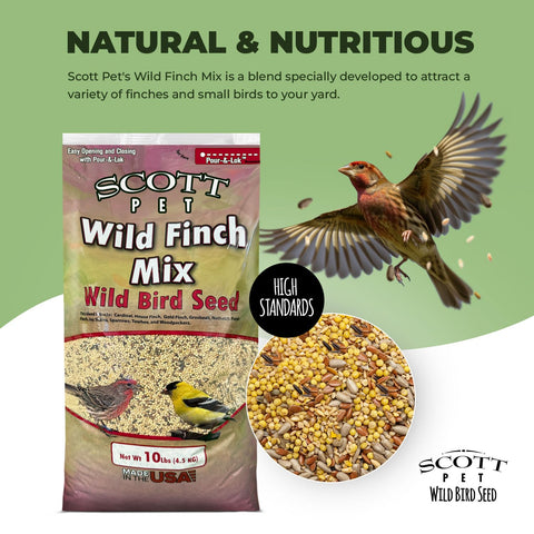 Detalle de semillas Scott Pet con nyjer y corazones de girasol mostrando textura nutritiva