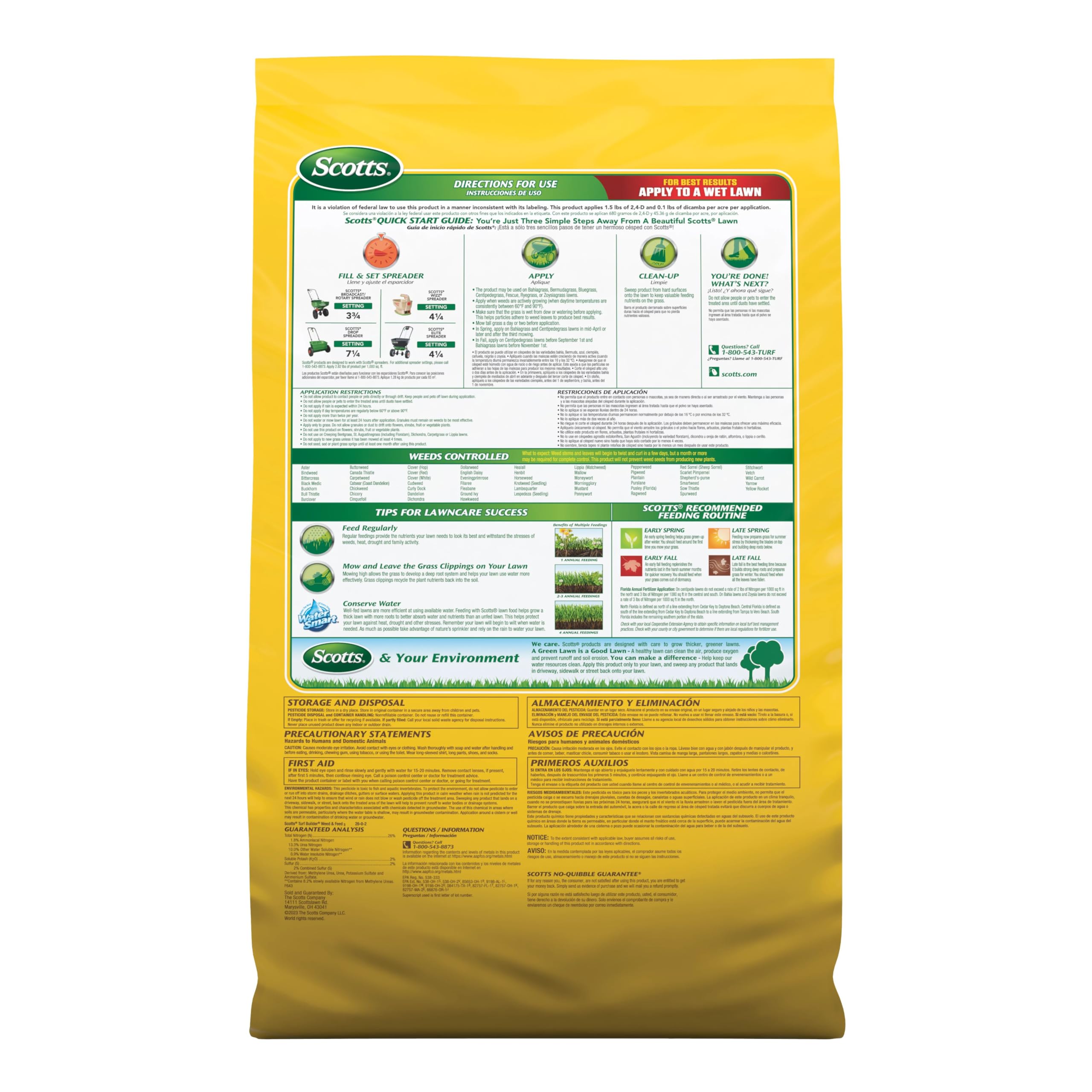 Scotts bolsa guardada correctamente en garaje para almacenamiento seguro