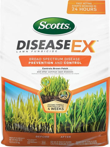 Scotts DiseaseEx frontal del empaque mostrando cobertura y peso