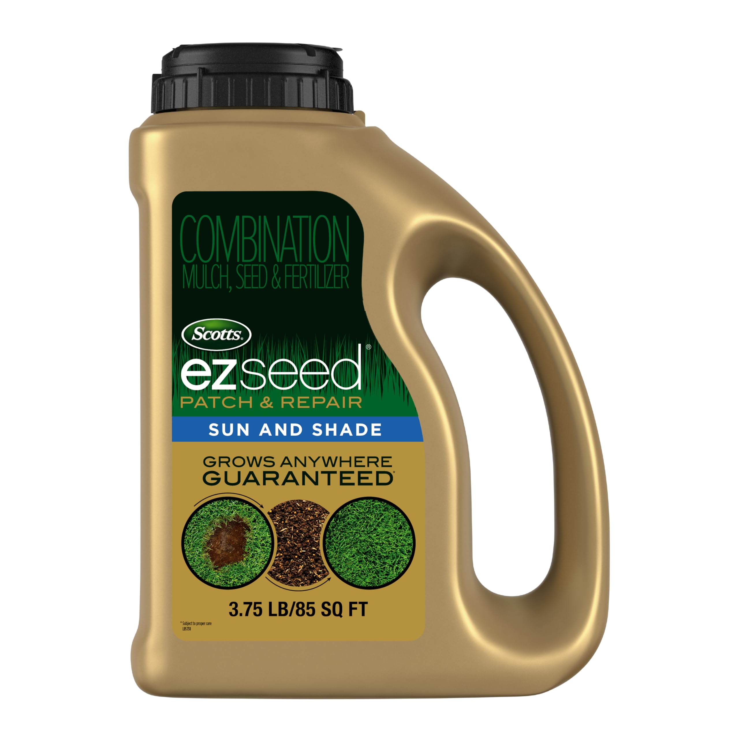 Scotts frasco frontal mostrando etiqueta y beneficio repara parches