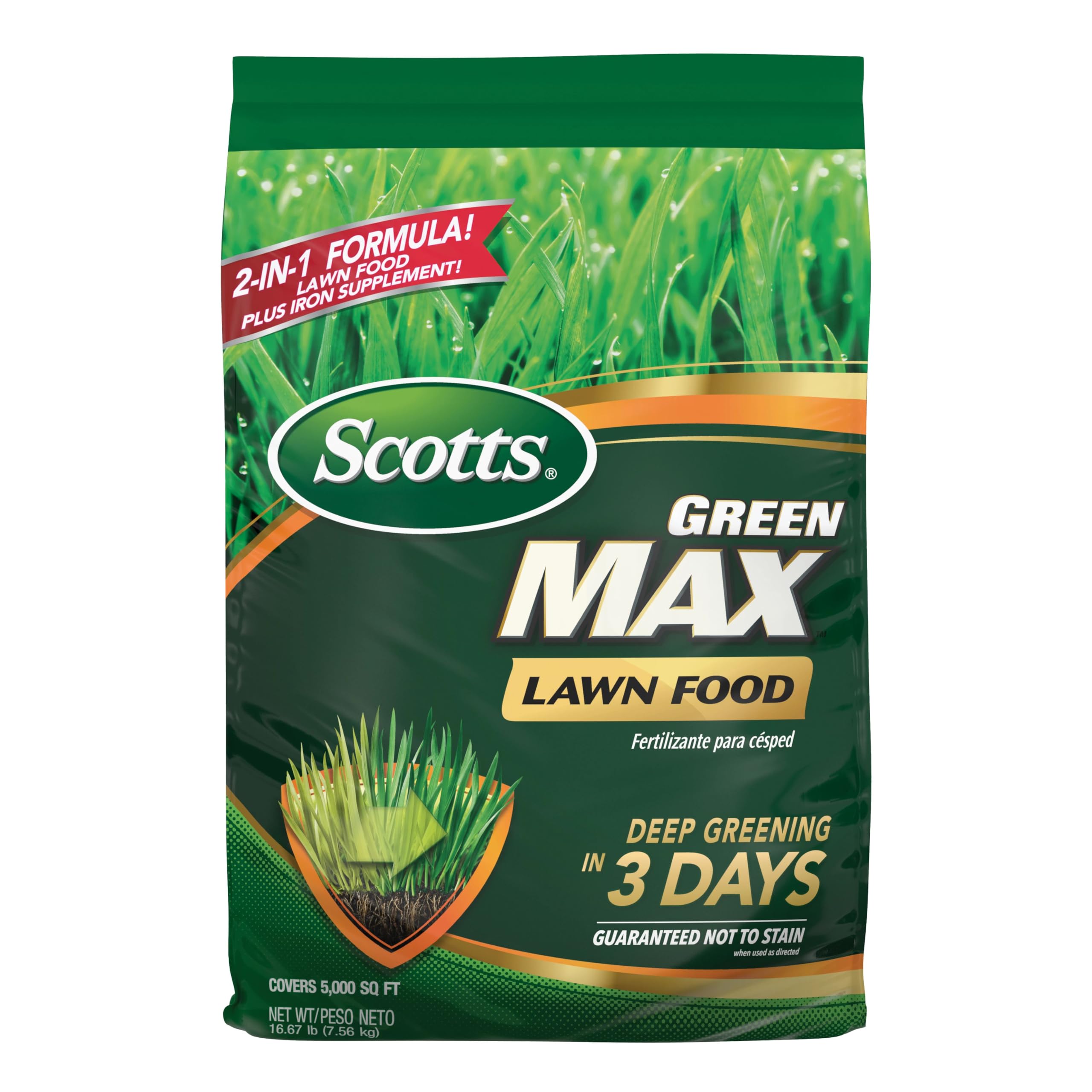 scotts bolsa frontal mostrando marca y beneficio de verdor rápido