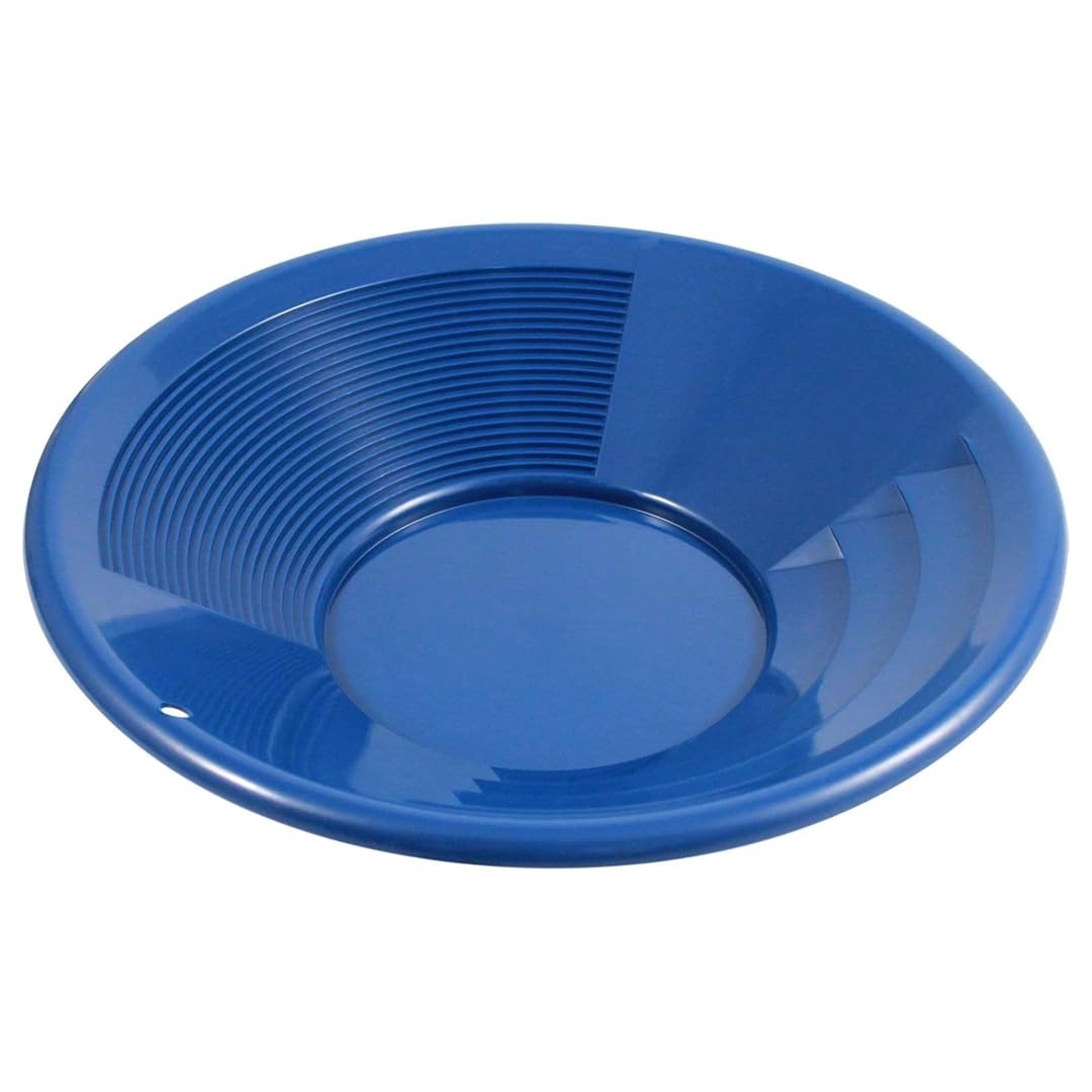 SE batea 12 pulgadas vista frontal mostrando forma y color azul para fácil detección de oro