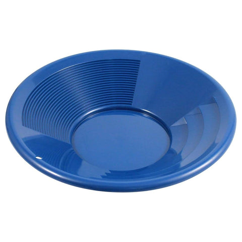 SE batea 12 pulgadas vista frontal mostrando forma y color azul para fácil detección de oro