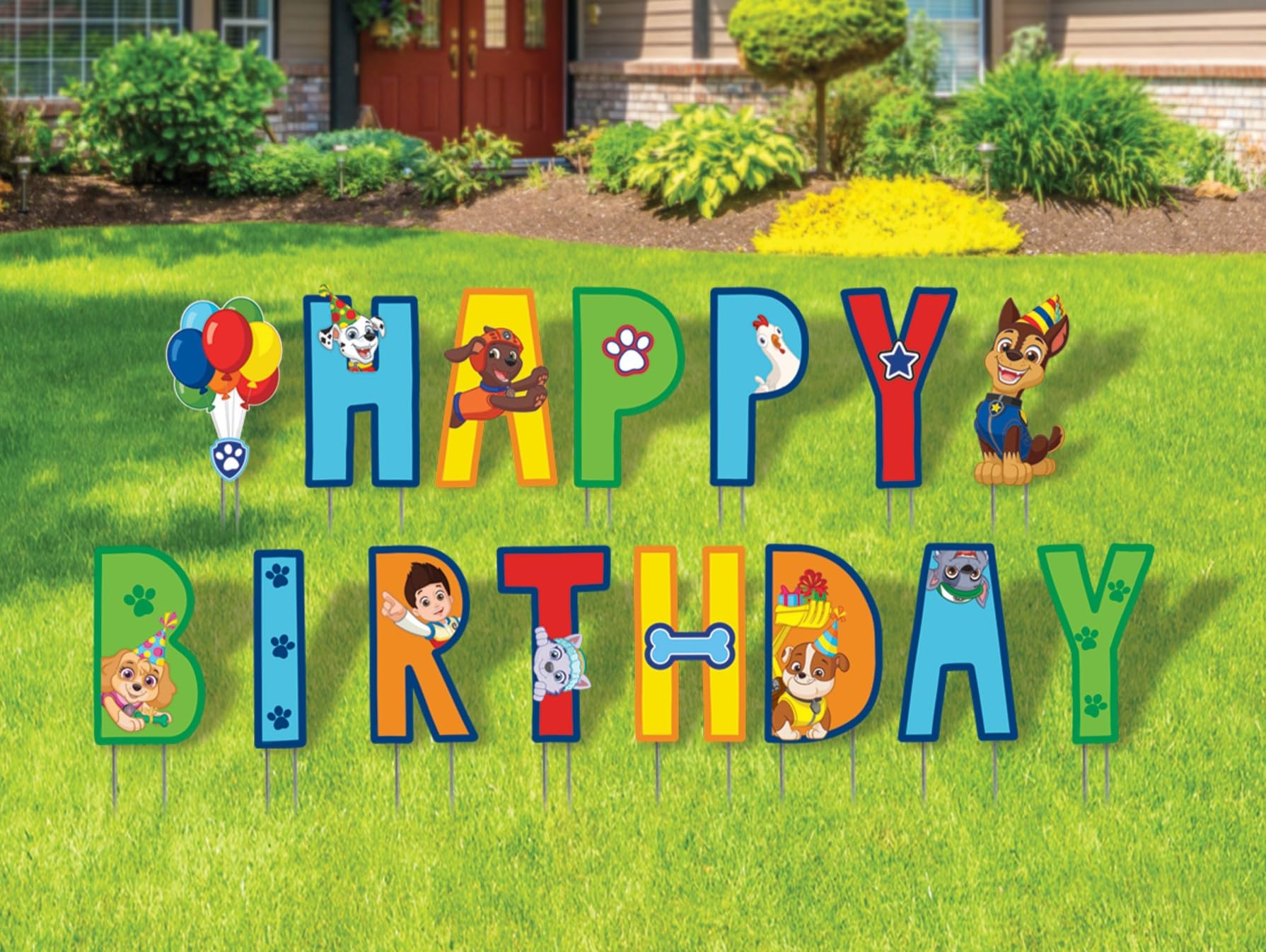 Seasons Paw Patrol vista frontal del conjunto de letras, decorativo y visible