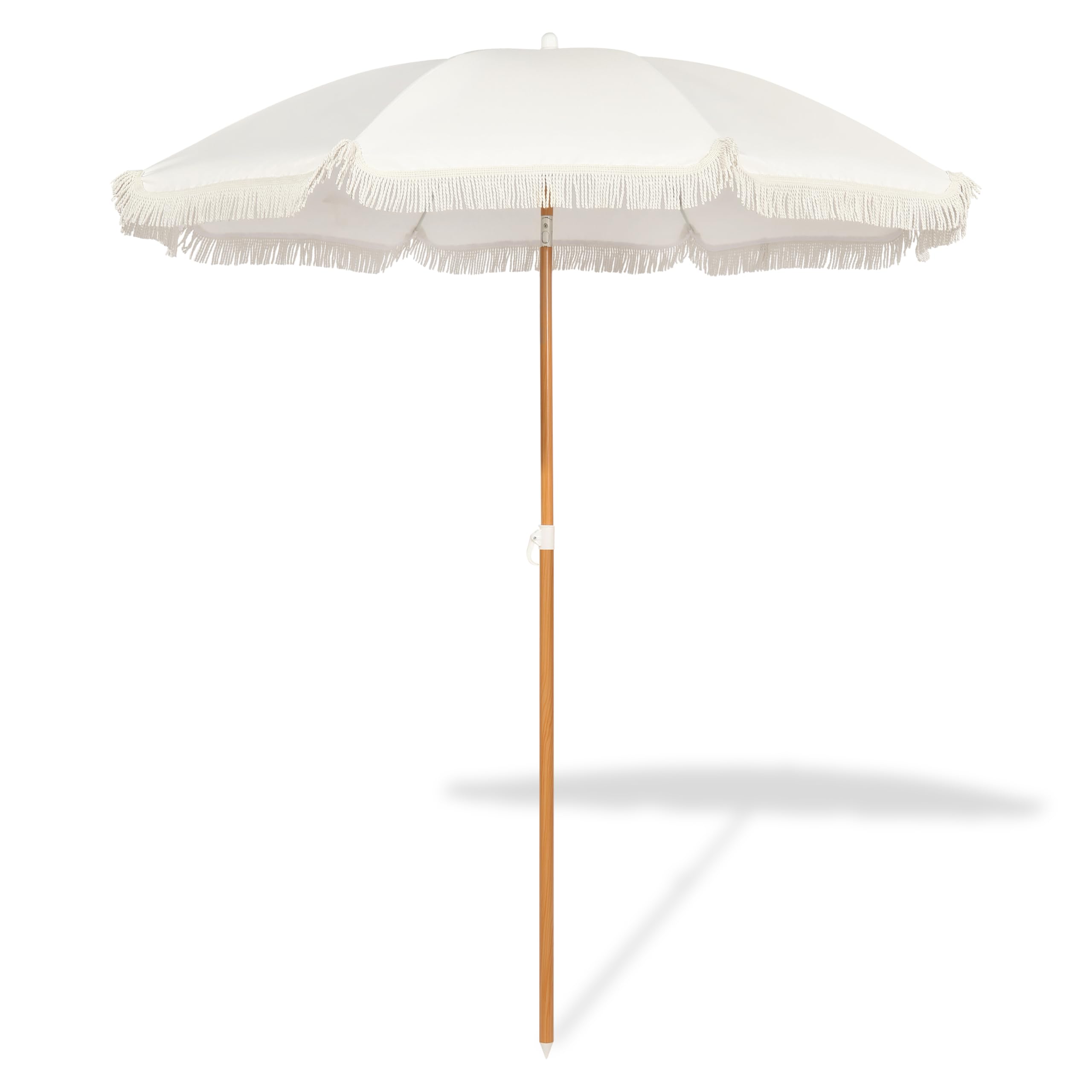 Seazul vista frontal del parasol con flecos y estética veraniega