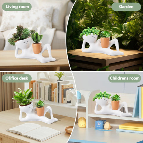 Sederikun maceta en escritorio con suculenta, añade frescura y estilo