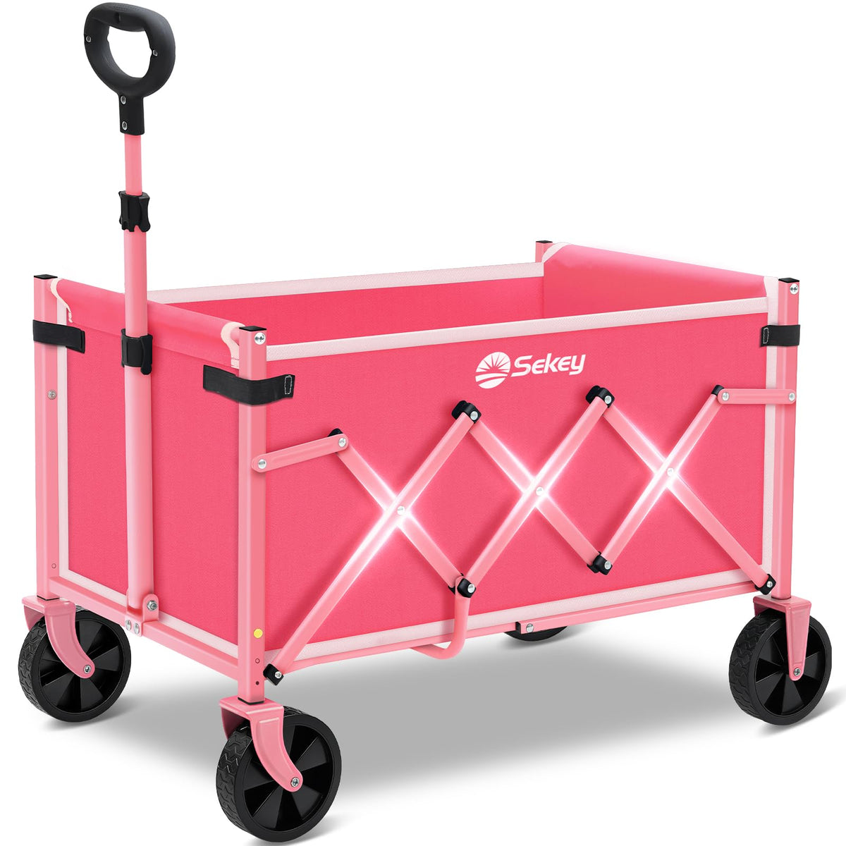 Sekey carrito frontal rosa mostrando capacidad y diseño práctico