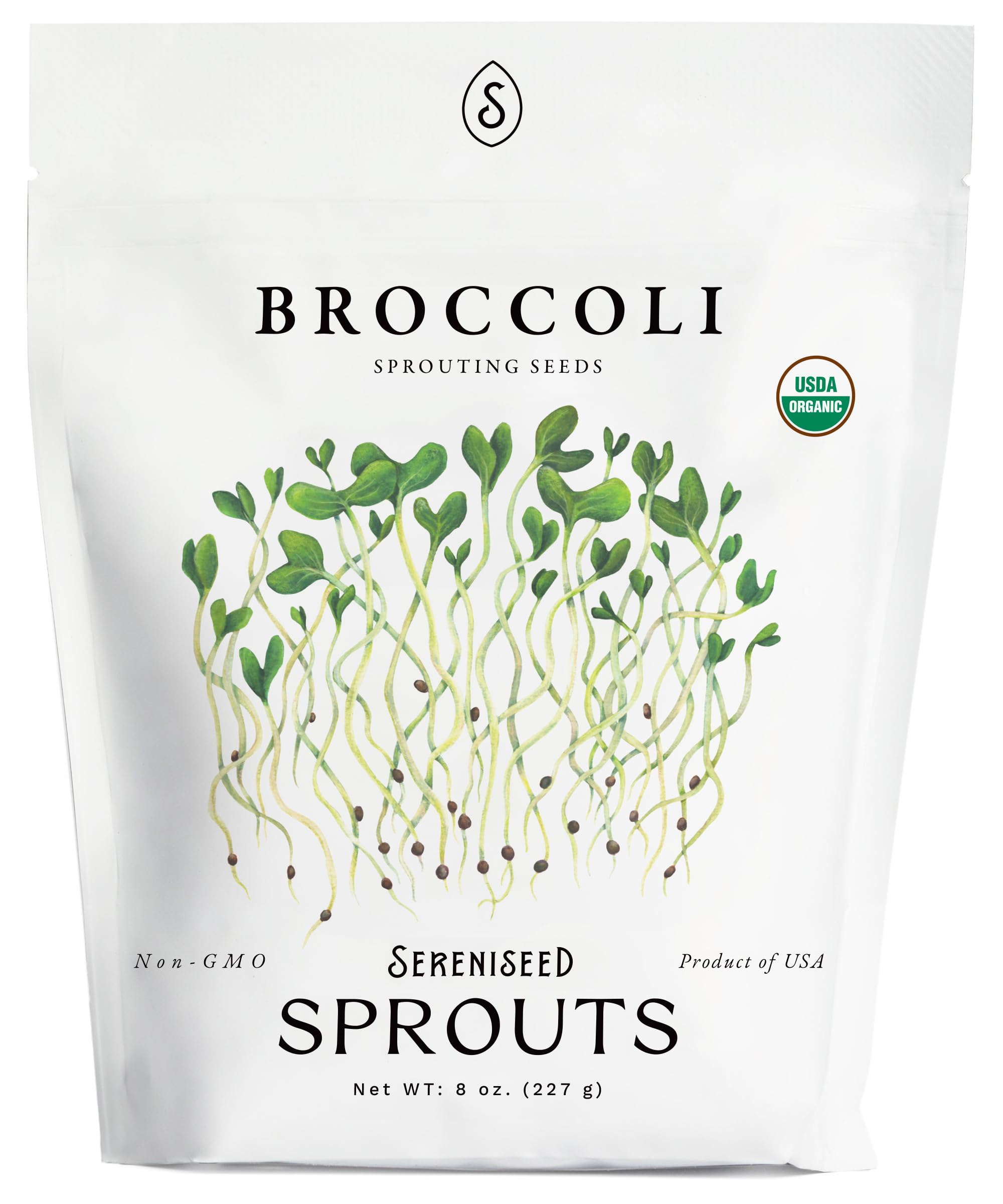 Sereniseed paquete frontal de semillas de brocoli orgánicas, confianza en calidad