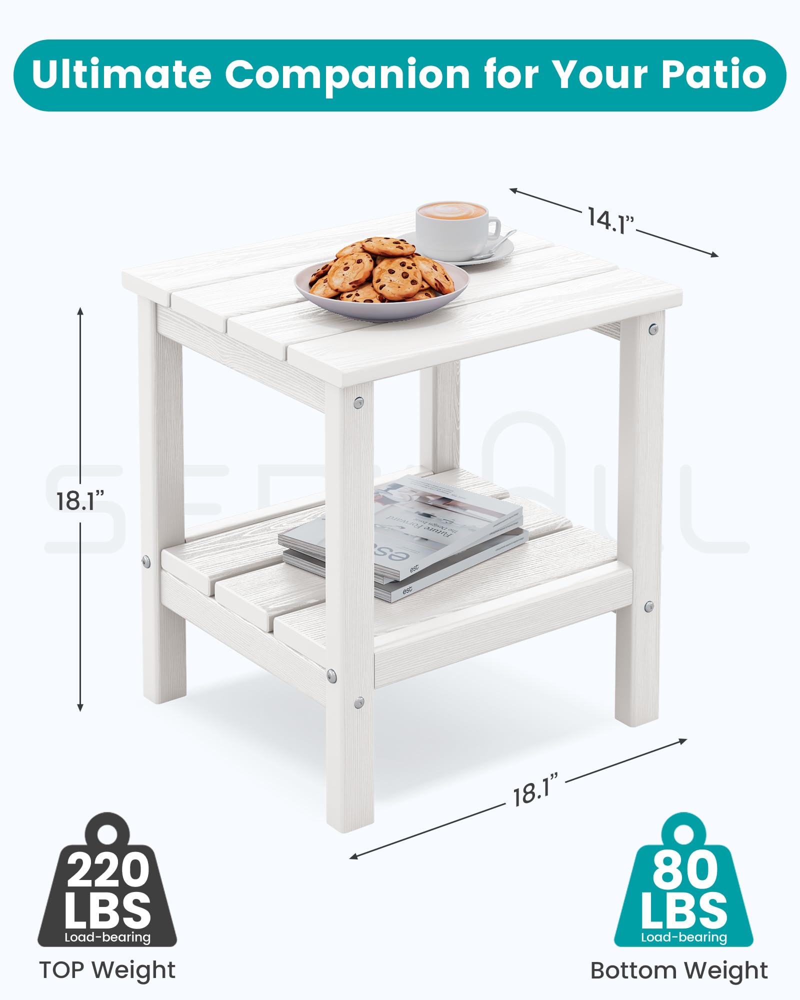 SERWALL mesa con bebidas y bandeja, superficie superior resistente