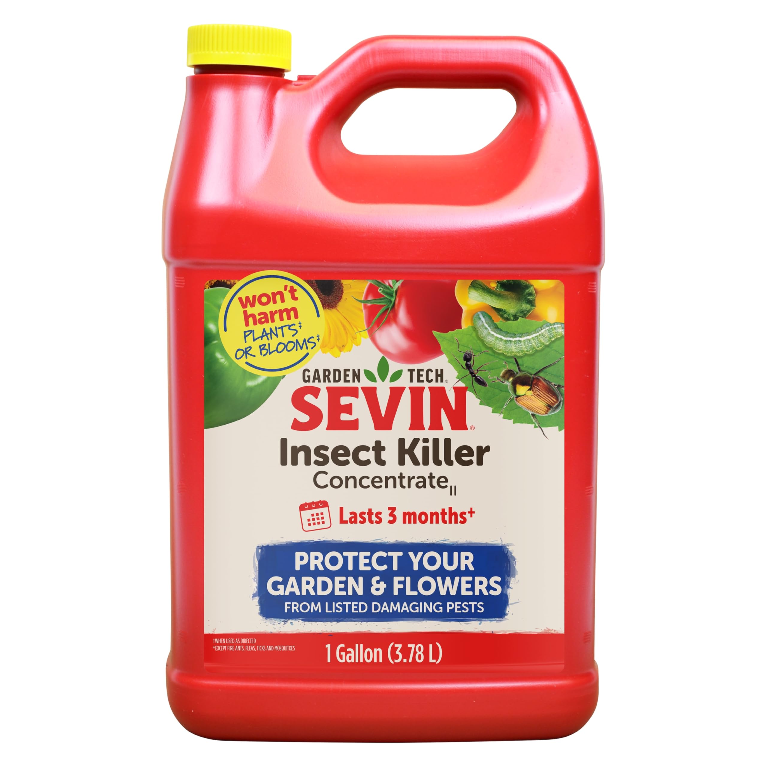 Sevin envase frontal mostrando concentrado y marca, solución concentrada eficaz