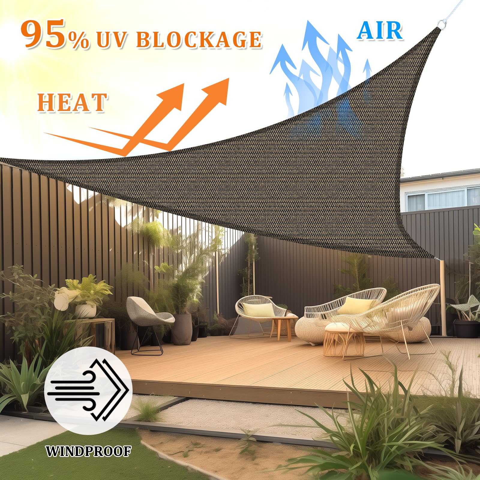 Shade&Beyond costura reforzada y D-ring de acero inoxidable duradero