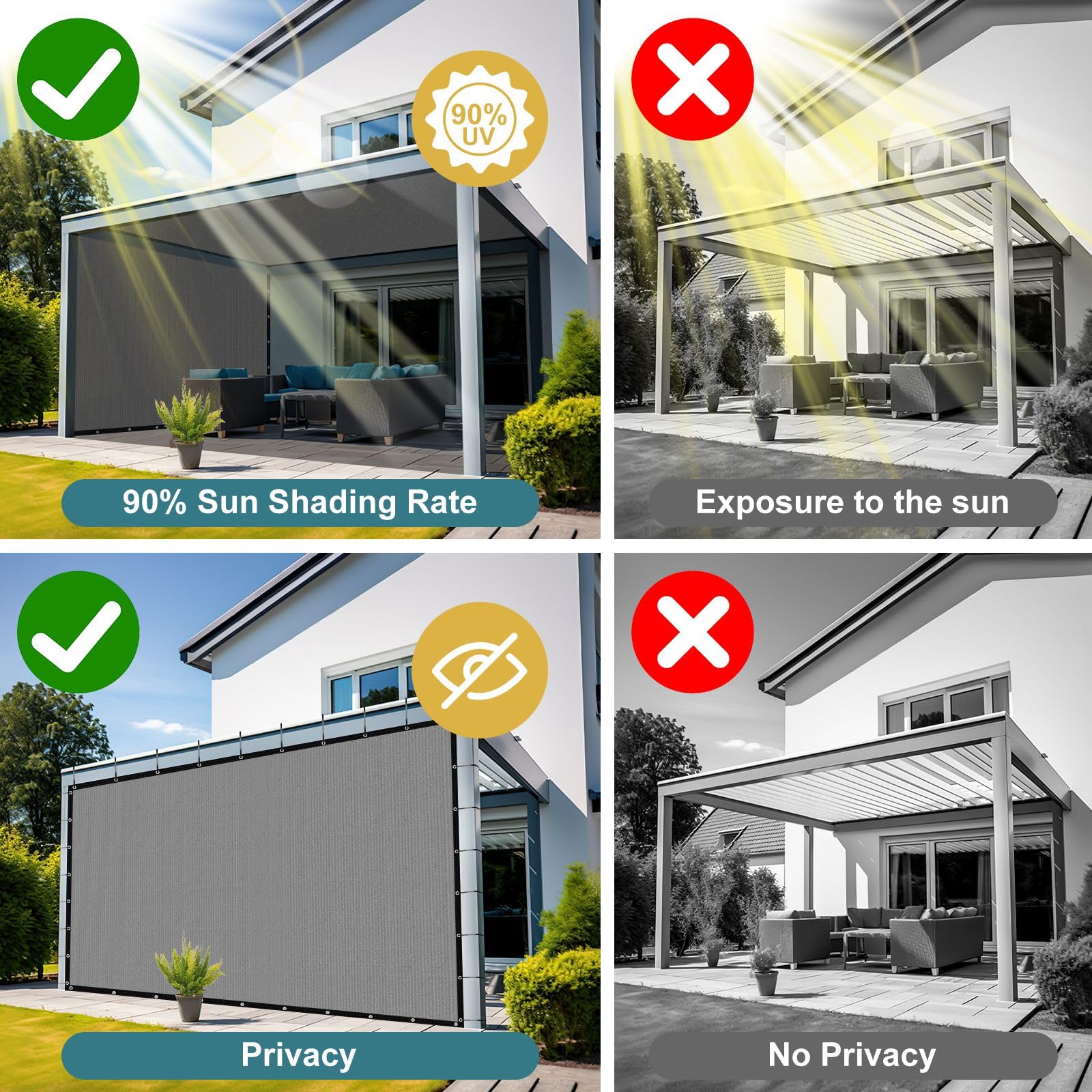Shade&Beyond detalle de costuras reforzadas que aseguran larga vida útil