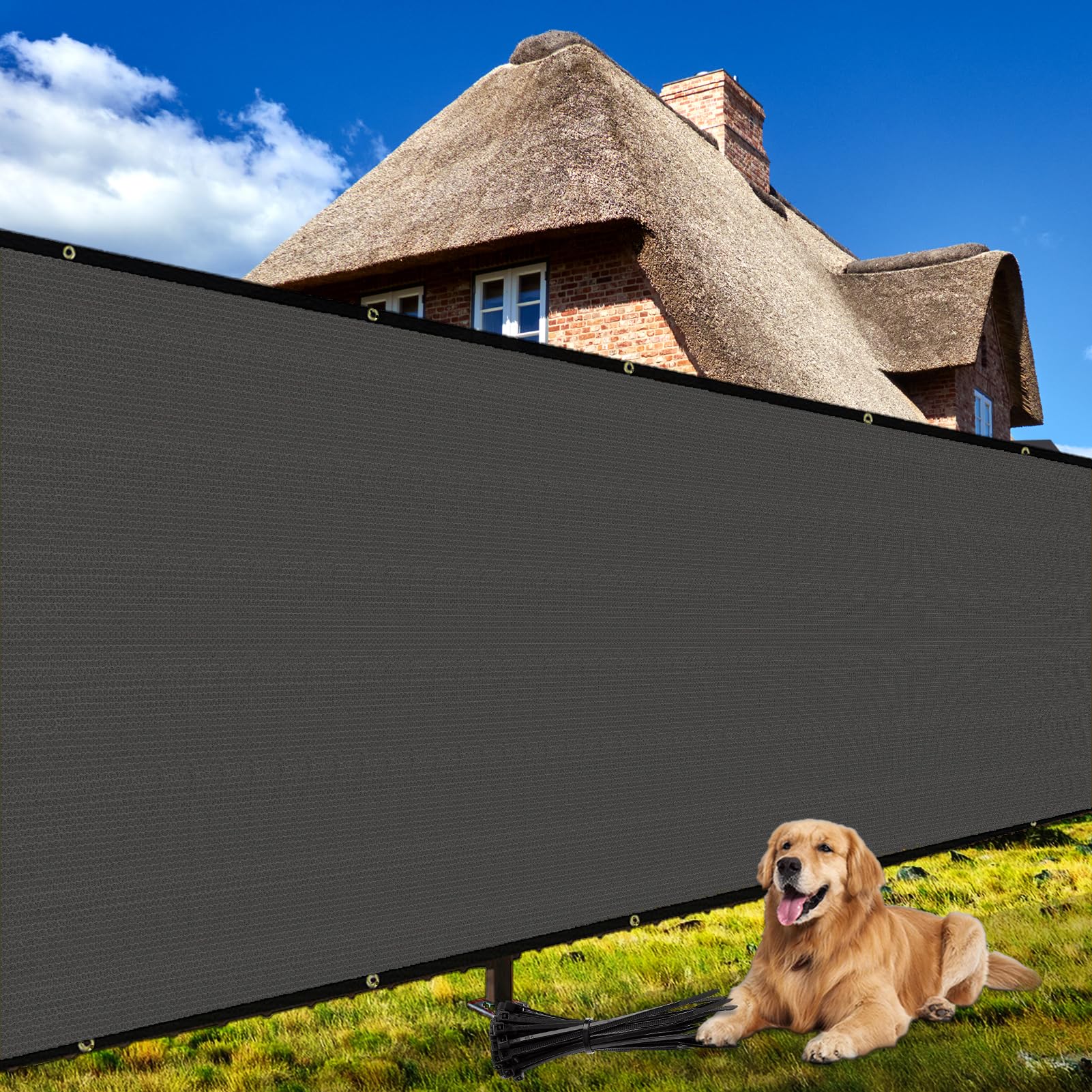 Shade&Beyond frente del producto mostrando cobertura y color gris oscuro para privacidad