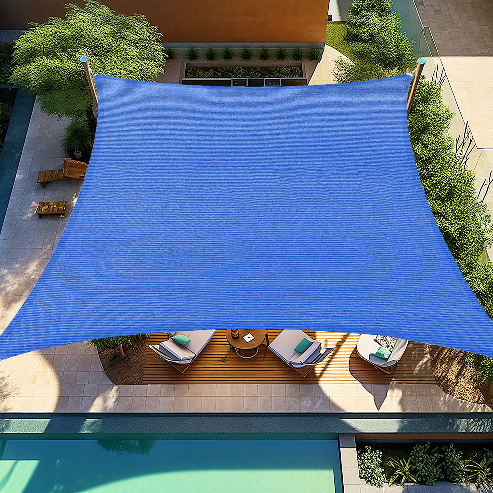 Shade&Beyond vista frontal del toldo 12'x12' mostrando sombra amplia