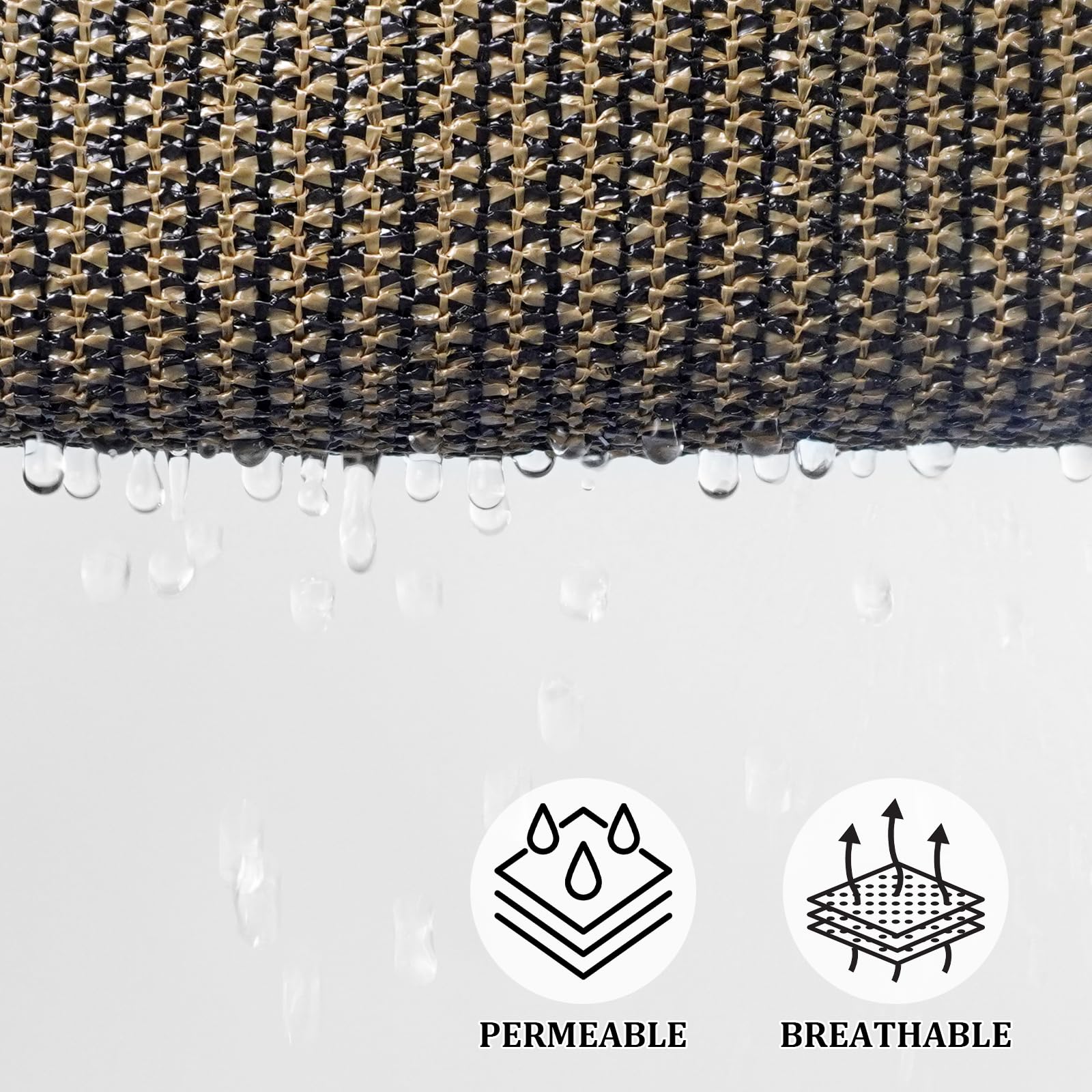 Shade&Beyond primer plano del tejido HDPE mostrando textura transpirable