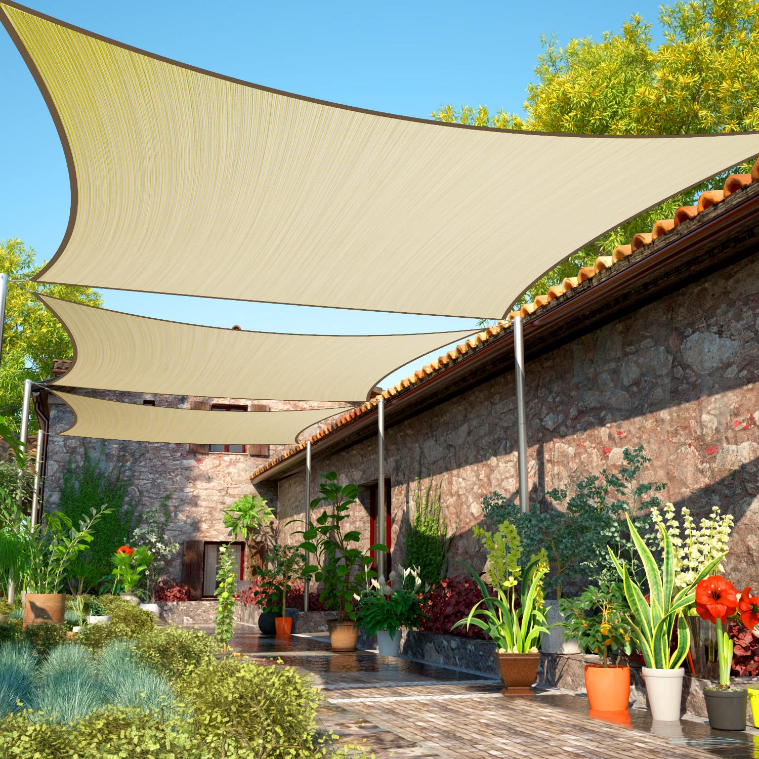 ShadeMart vela frontal beige 10x16 mostrando forma y color