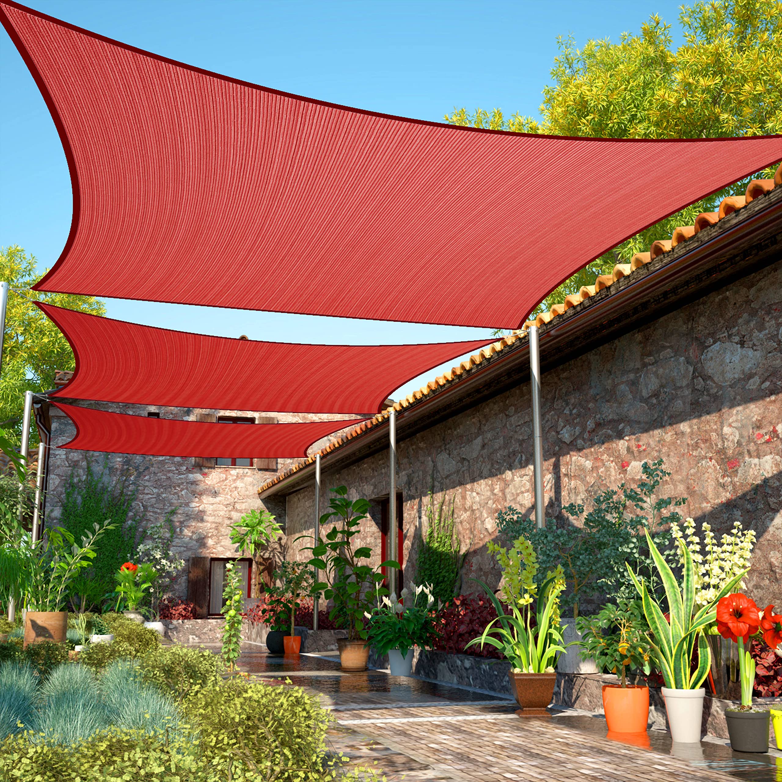 ShadeMart vela frontal roja mostrando área sombreada y diseño elegante