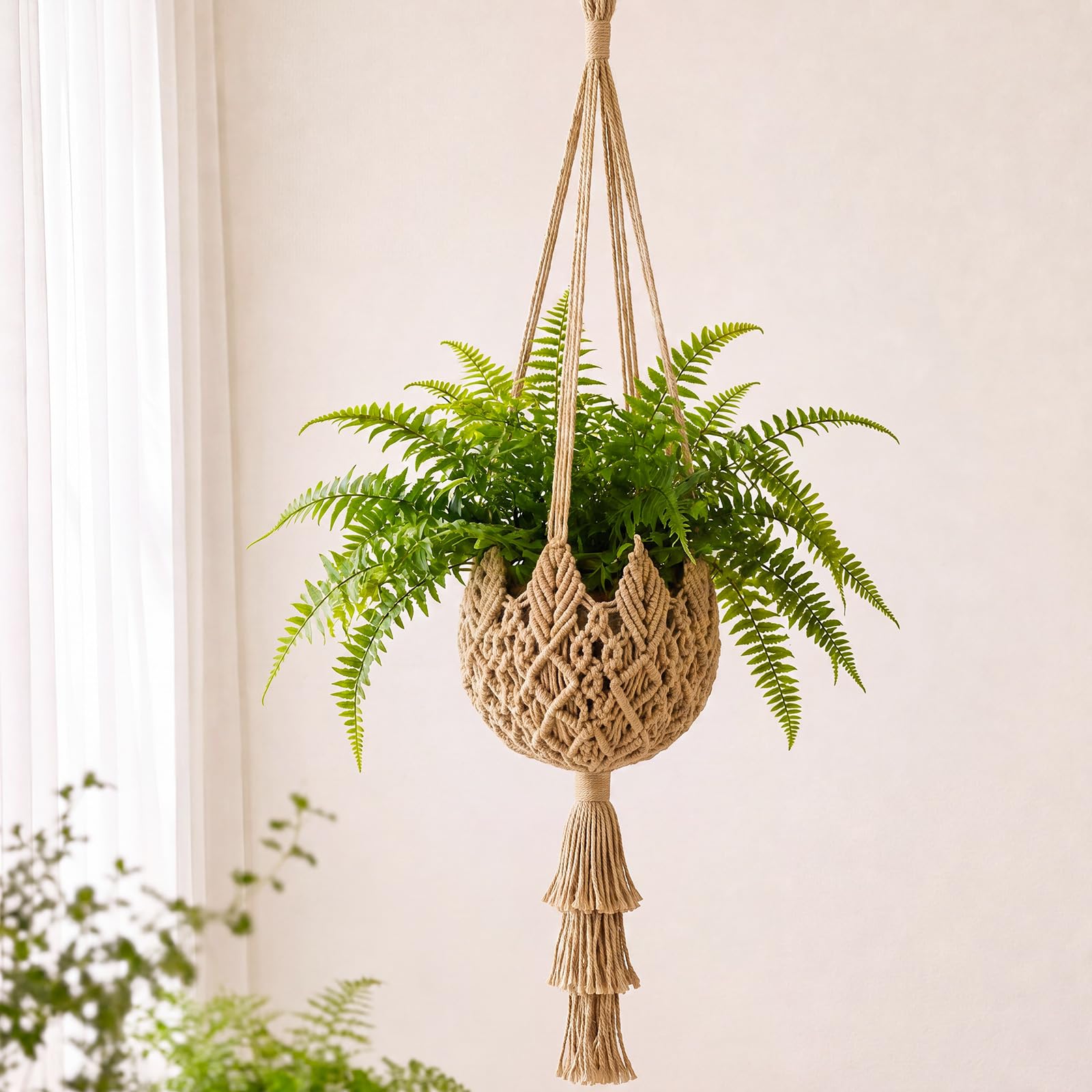 Shappy colgador macramé frontal mostrando diseño boho y resistencia