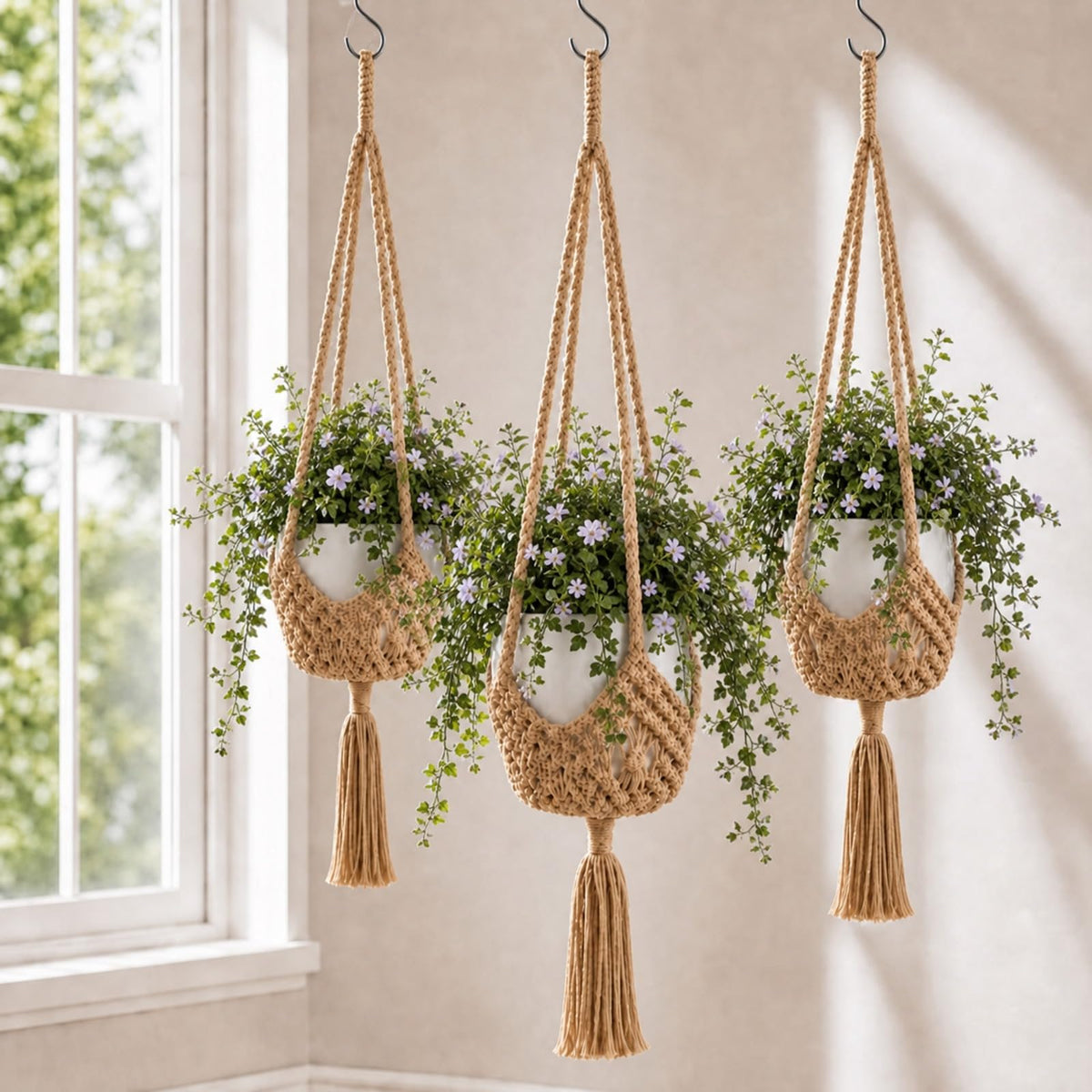 Shappy colgador macramé frontal mostrando diseño boho y apariencia natural