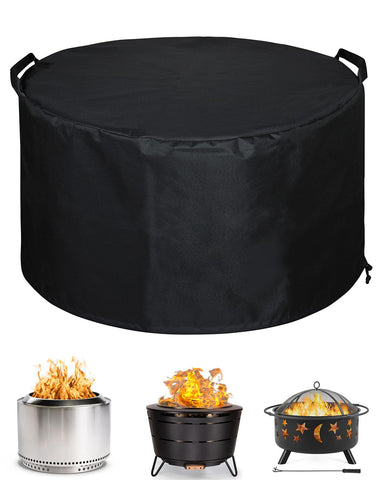 SheeChung funda frontal colocada sobre fire pit mostrando protección total