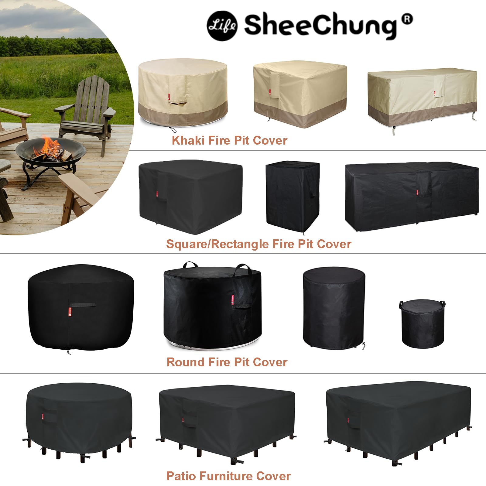 SheeChung funda en ambiente de jardín nocturno protegiendo la chimenea