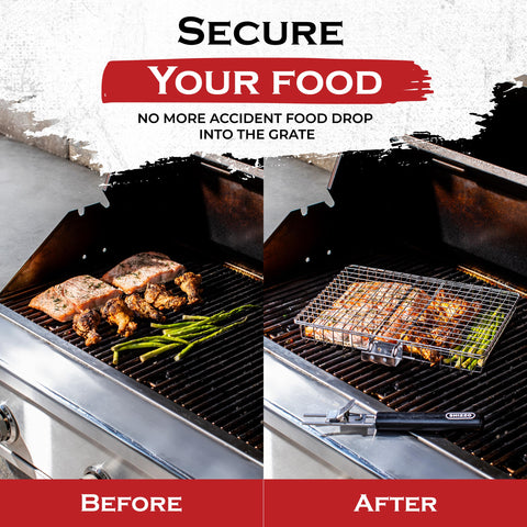 SHIZZO cesta de parrilla vista superior para asar varios alimentos uniformes