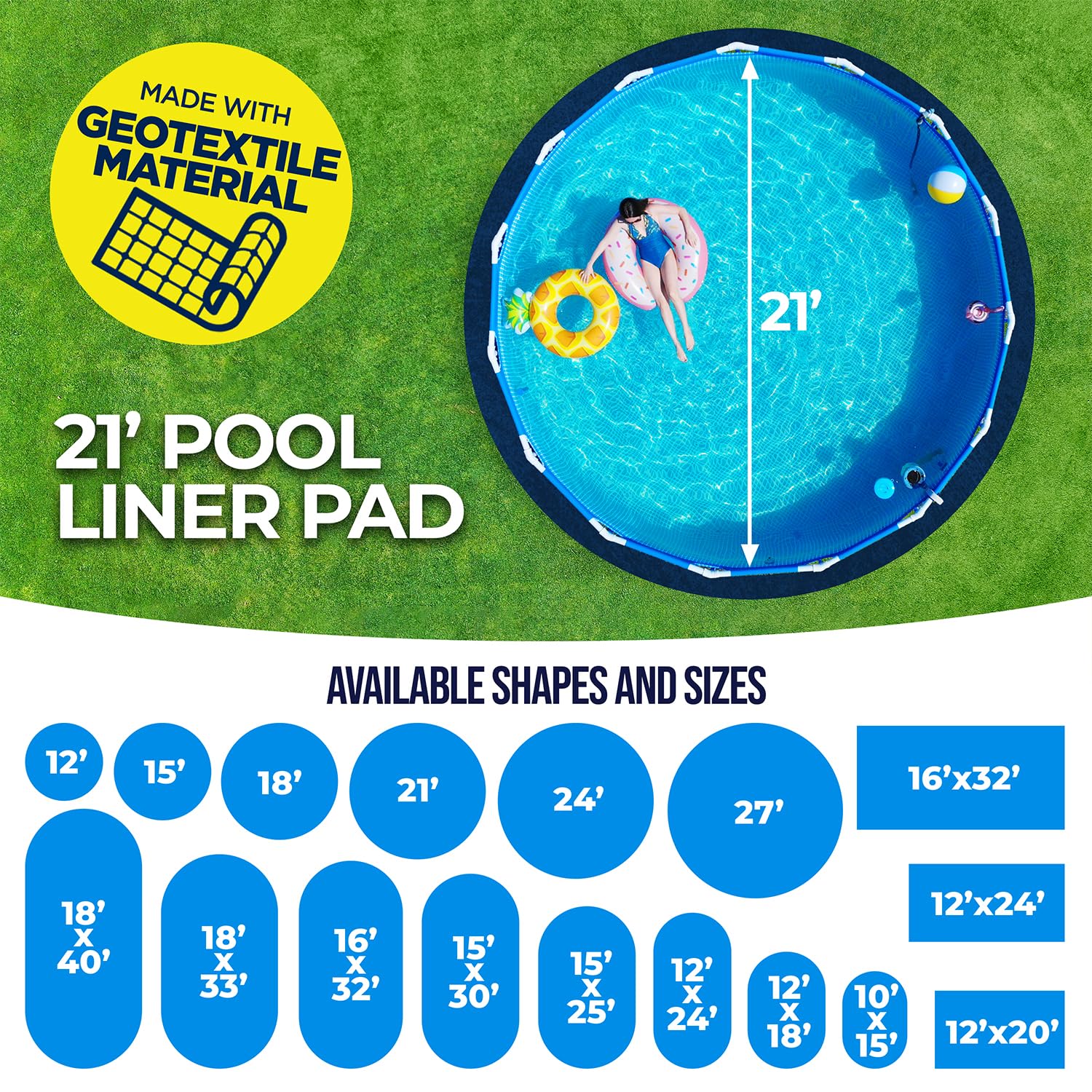 Shop Square comparación de tamaño para piscina de 21 ft y escala