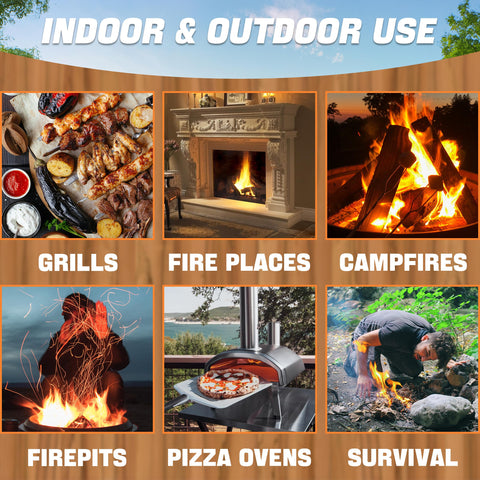 Shwuevei pieza encendida en chimenea encendiendo leños de forma sostenida