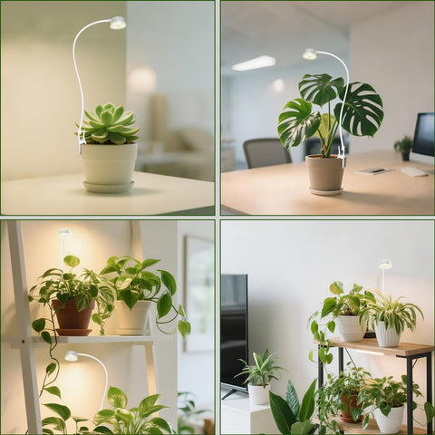 Shyineyou lámpara en escritorio urbano favoreciendo plantas interiores