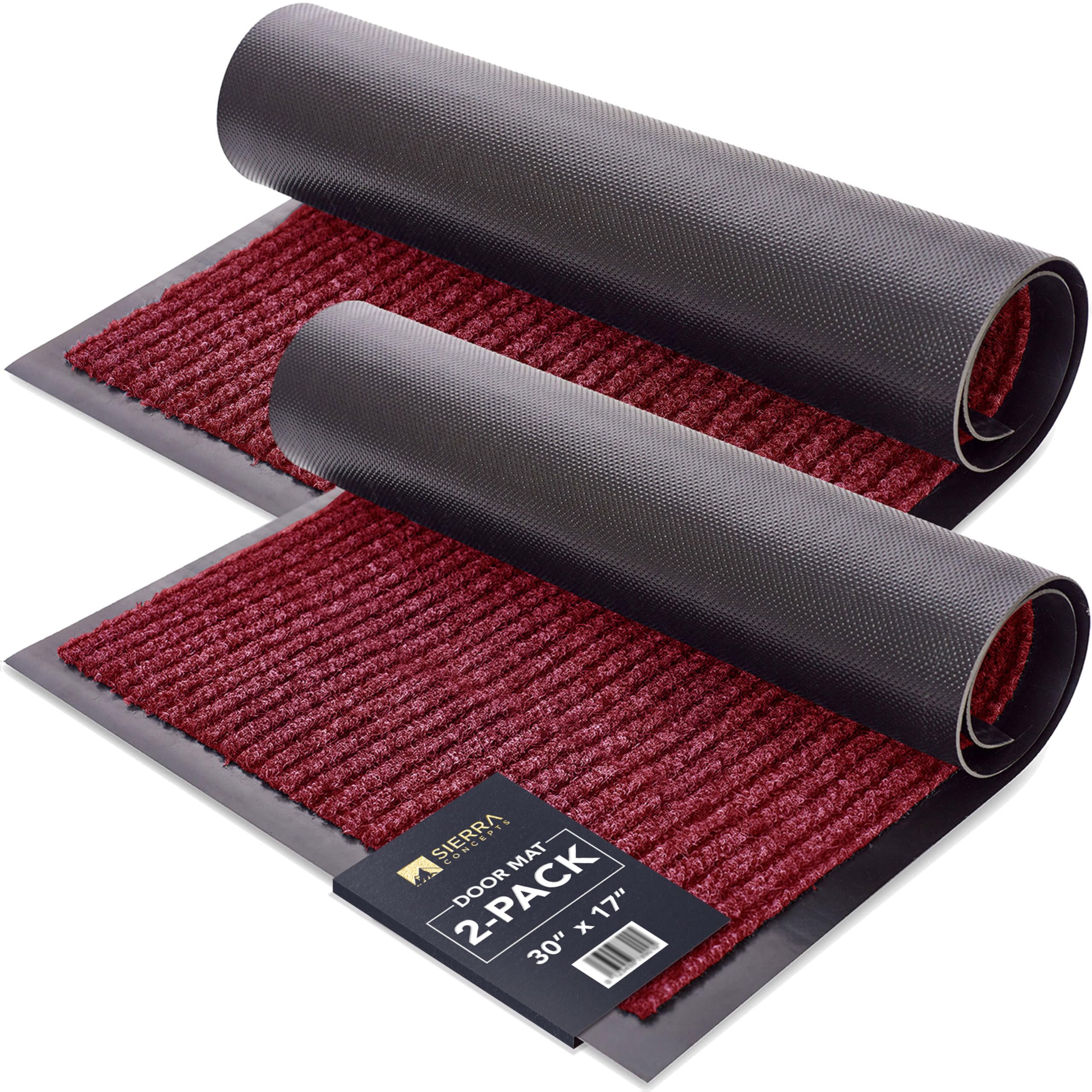 Sierra Concepts felpudo frontal rojo mostrando bienvenida y protección