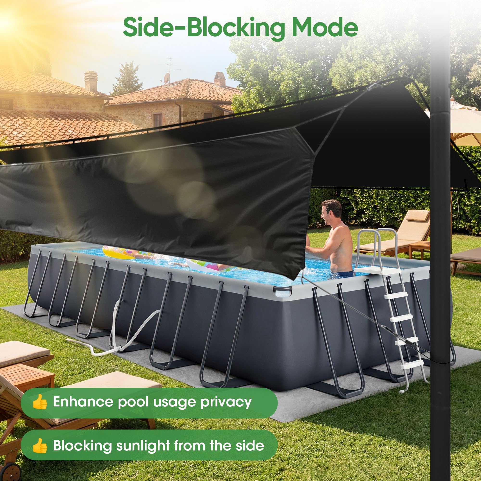 SIHAIAN comparación de tamaño junto a piscina inflable para referencia visual
