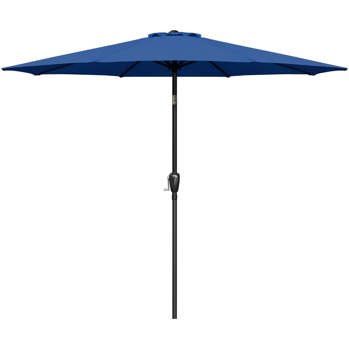 Simple Deluxe vista frontal del toldo azul mostrando protección solar y diseño