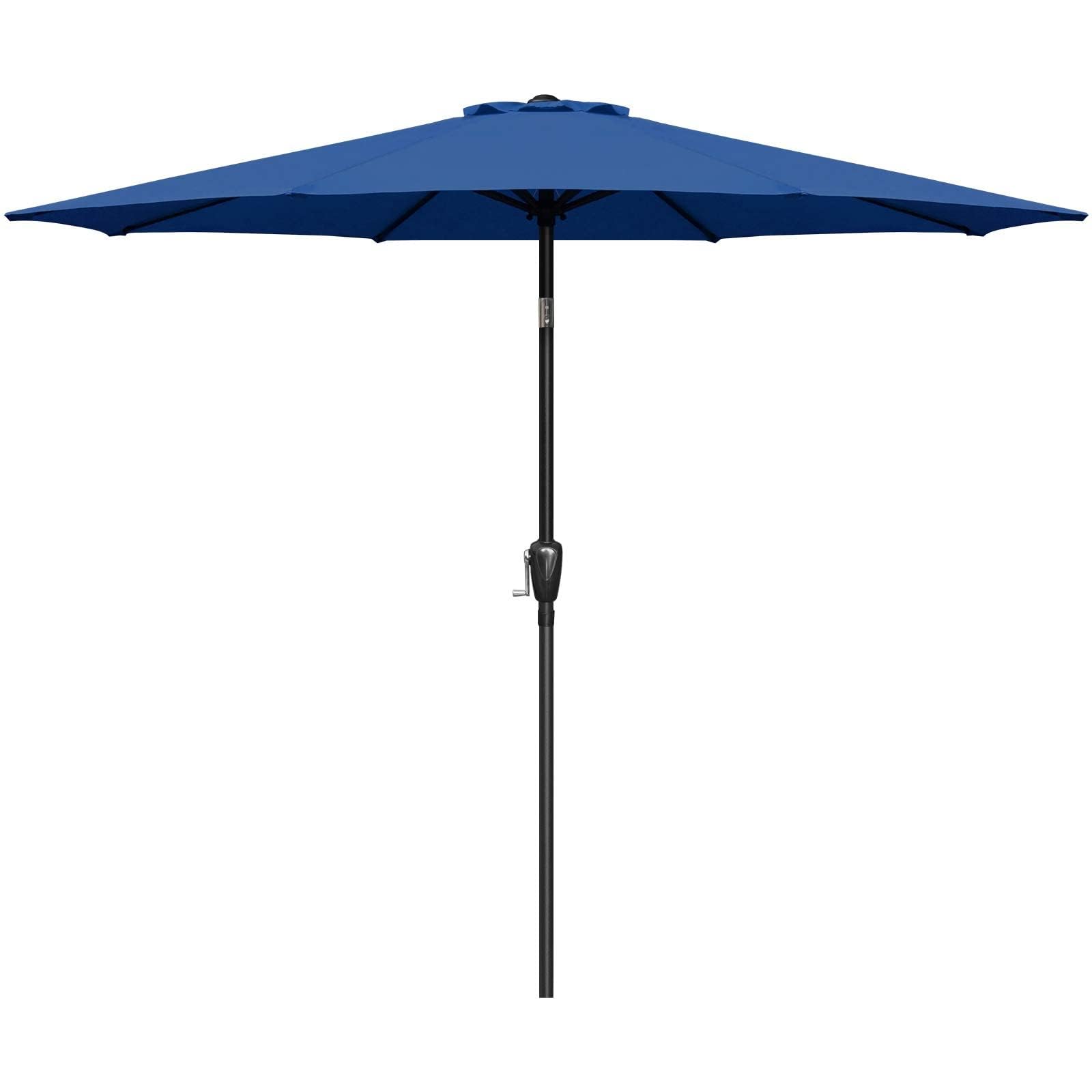 Simple Deluxe vista frontal de sombrilla azul ofrece sombra amplia